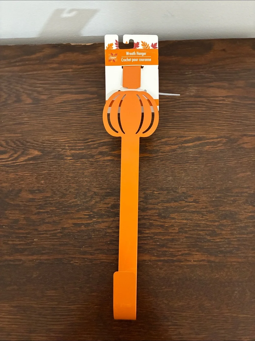 NWT- Orange Metal Pumpkin Wreath Hanger
